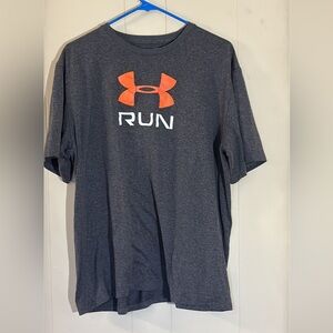 Under Armour Men's Charcoal Tee with Orange and White Accents